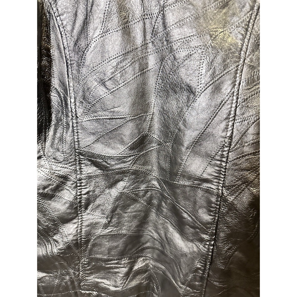 Leather & Soul Men's Black Leather Jacket XL Full Zip Lined Spread Collar Short - Picture 11 of 13